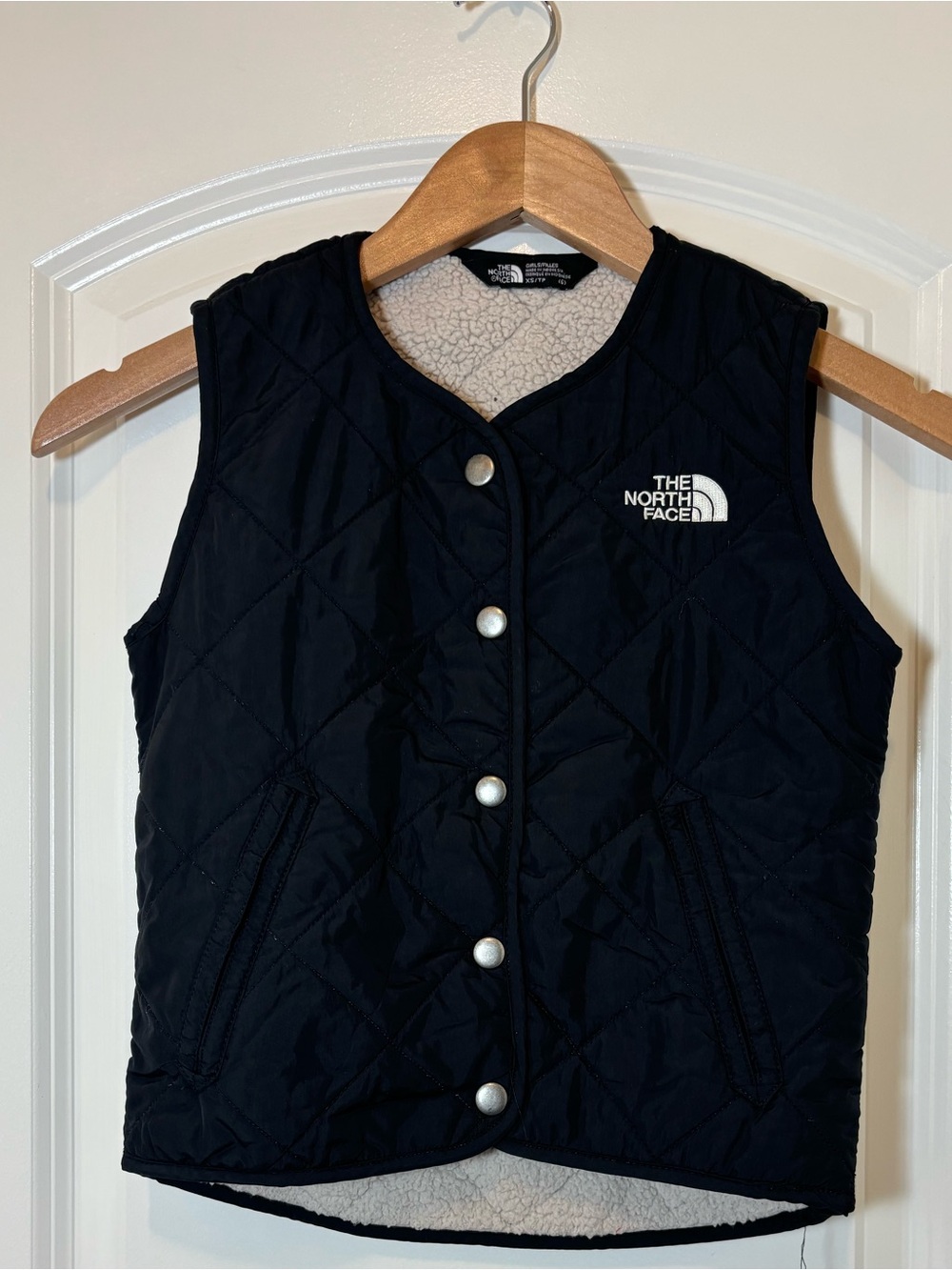 The North Face Black Vest  with Cream Sherpa Lining